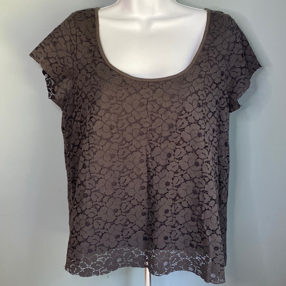 American Eagle Outfitters flower lace blouse grey L/G